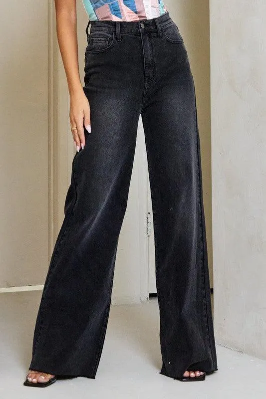 Vintage Black High Waisted Wide Leg Jeans