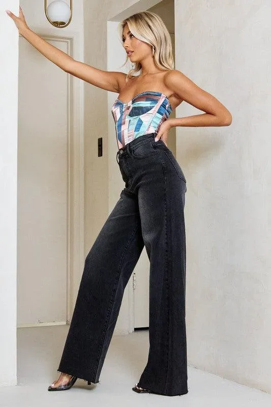 Vintage Black High Waisted Wide Leg Jeans