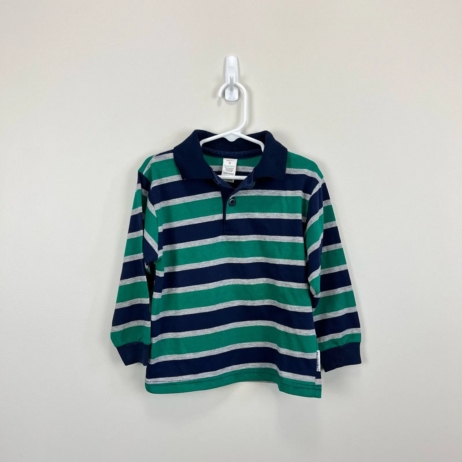 Vintage Healthtex Striped Long Sleeve Polo Shirt 5T