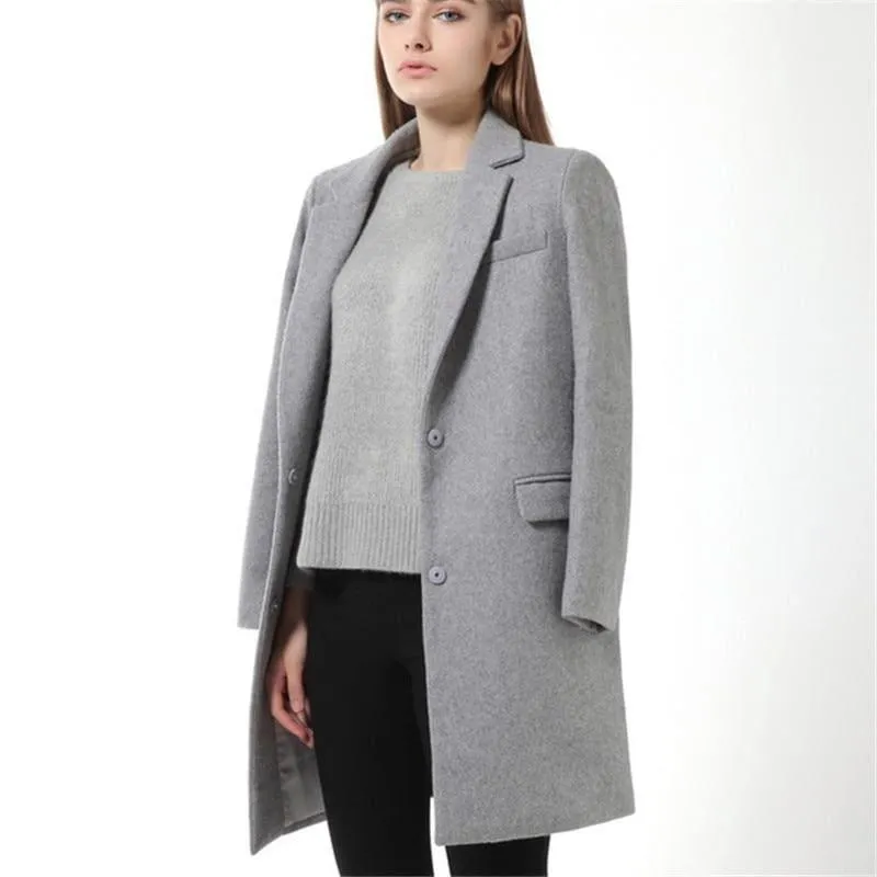 Winter Woolen Long Cashmere Coat