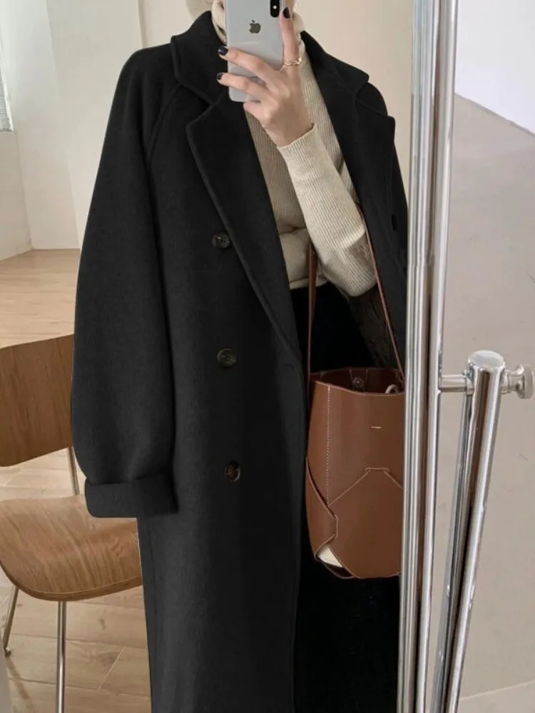 Wjczt Women's Clothing Plus Cotton Thickened Woolen Coat Women's Medium Length Autumn and Winter 2022 Loose Woolen Jacket Trench Coat