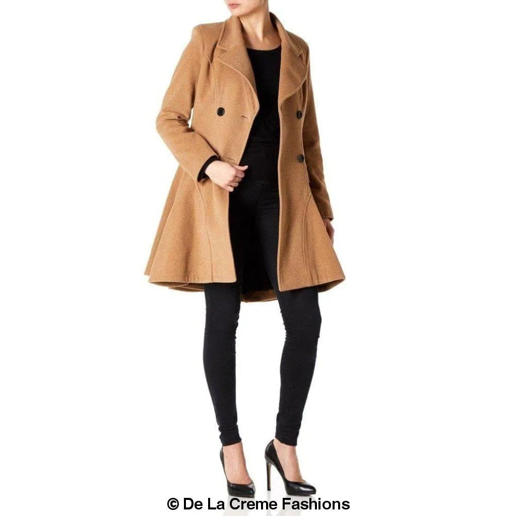 Wool Blend Double Breasted Skater Coat (1102)